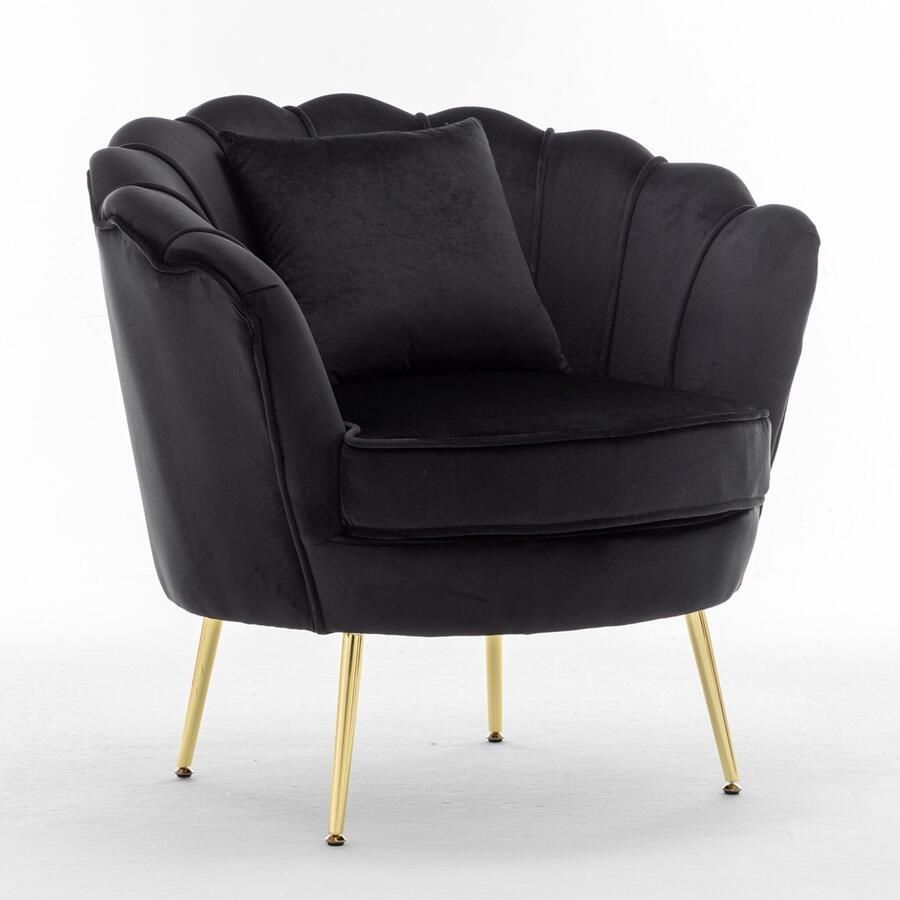 Lizzely Garden & Living Fauteuil zitbank 1 persoons stoel Belle velvet zwart bankje