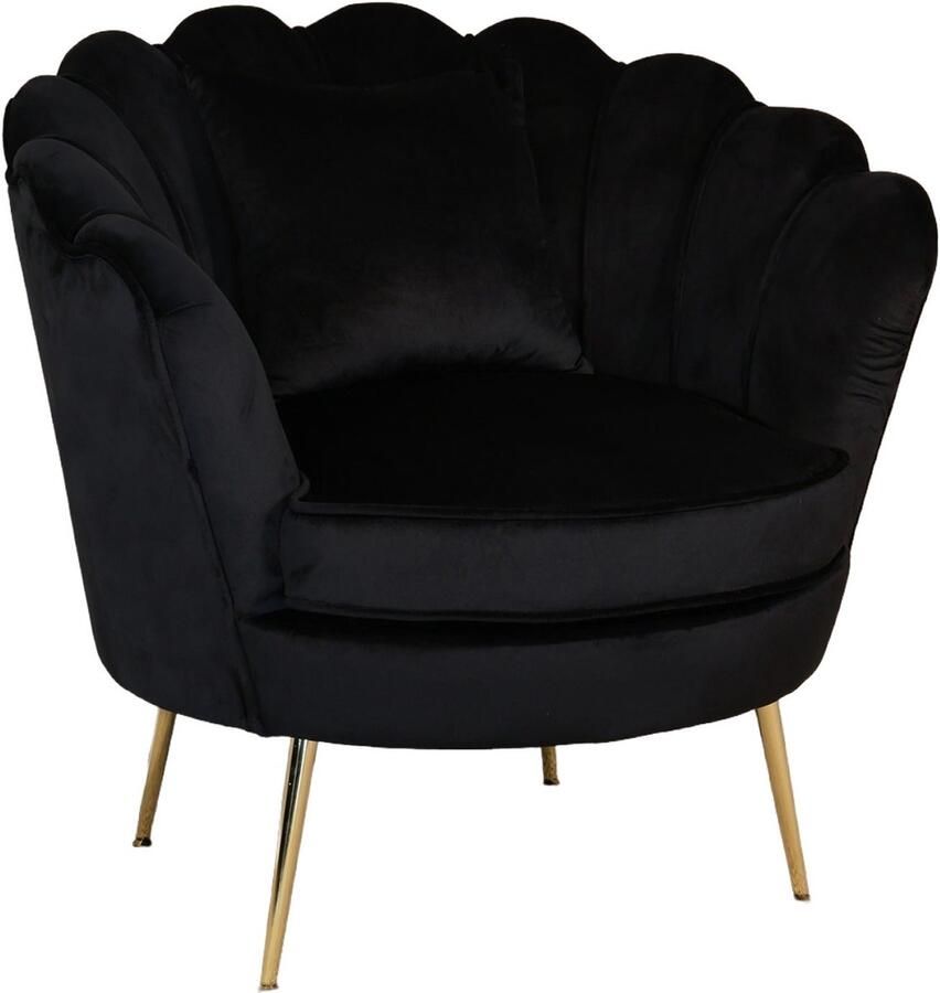 Lizzely Garden & Living Fauteuil zitbank 1 persoons stoel Belle velvet zwart bankje - Foto 2