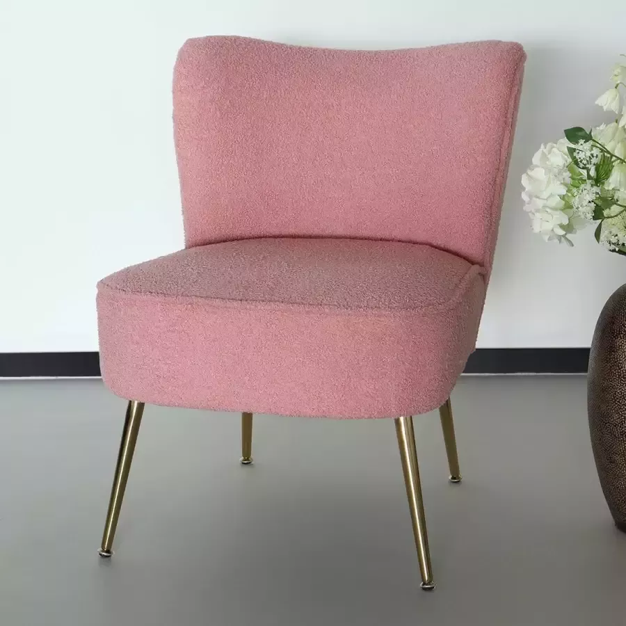 Lizzely Garden & Living Fauteuil zitbank 1 persoons Teddy roze stoel - Foto 3