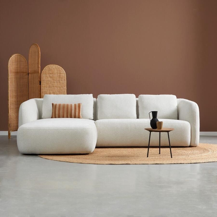 Lizzely Garden & Living Hoekbank Cloud crème beige loungebank 285cm polyester bankstel links