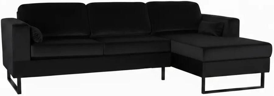 Lizzely Garden & Living Hoekbank design Darsiono 280cm bank zwart velvet loungebank zowel links als rechts bankstel hoeksalon zetel