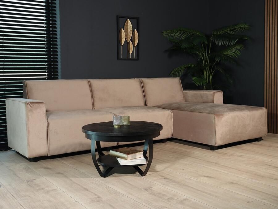 Lizzely Garden & Living Hoekbank design Riley 270cm bank champagne velvet loungebank rechts hoeksalon - Foto 2