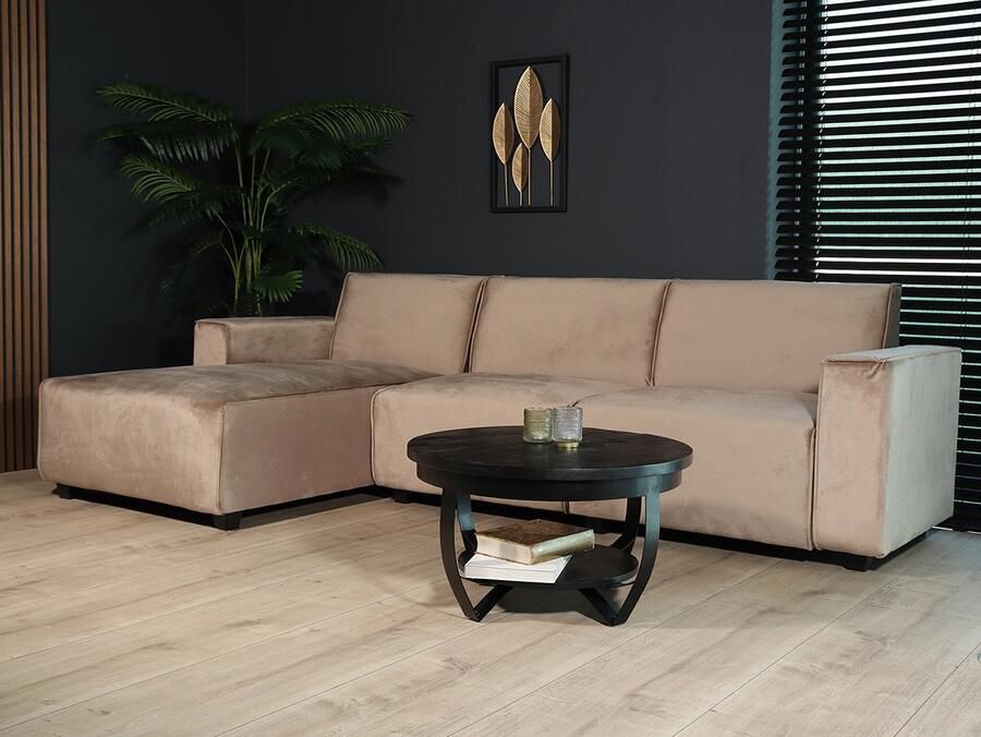 Lizzely Garden & Living Hoekbank design Riley 270cm bank champagne velvet loungebank links hoeksalon - Foto 2