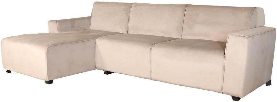 Lizzely Garden & Living Hoekbank design Riley 270cm bank champagne velvet loungebank links hoeksalon - Foto 3