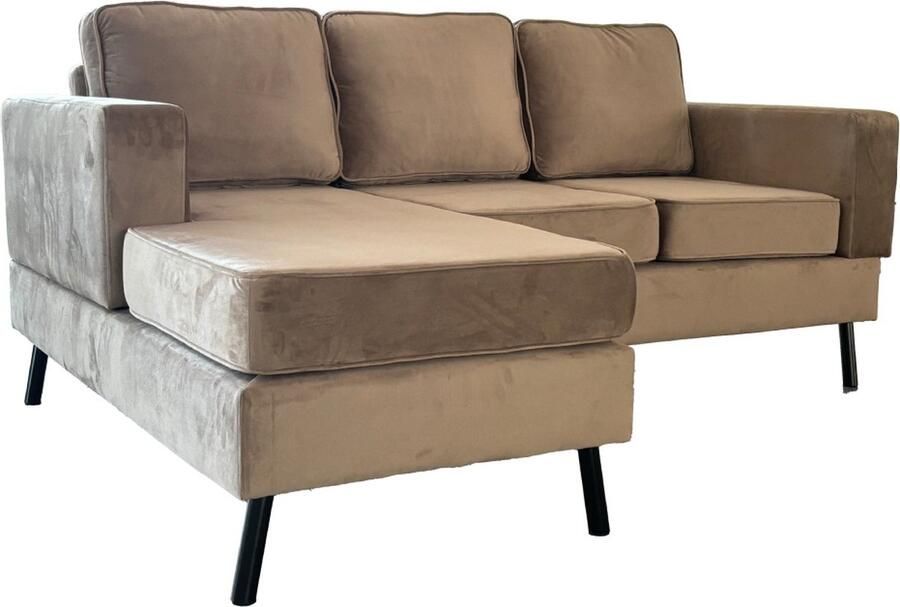 Lizzely Garden & Living Hoekbank design Venna 200cm bank champagne velvet loungebank zowel links als rechts bankstel hoeksalon zetel - Foto 3