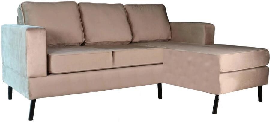 Lizzely Garden & Living Hoekbank design Venna 200cm bank champagne velvet loungebank zowel links als rechts bankstel hoeksalon zetel - Foto 2