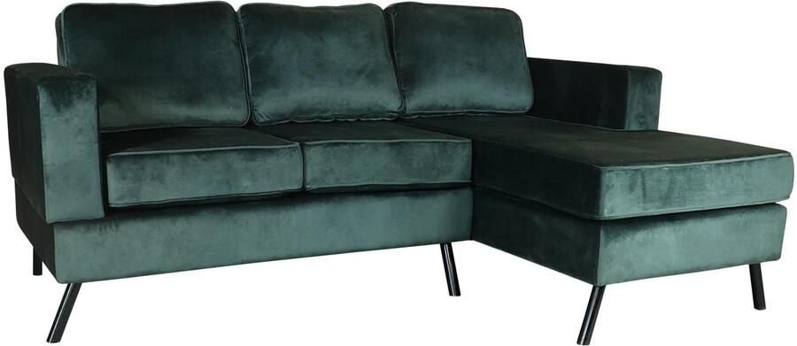 Lizzely Garden & Living Hoekbank design Venna 200cm bank donkergroen velvet loungebank zowel links als rechts bankstel hoeksalon zetel - Foto 2