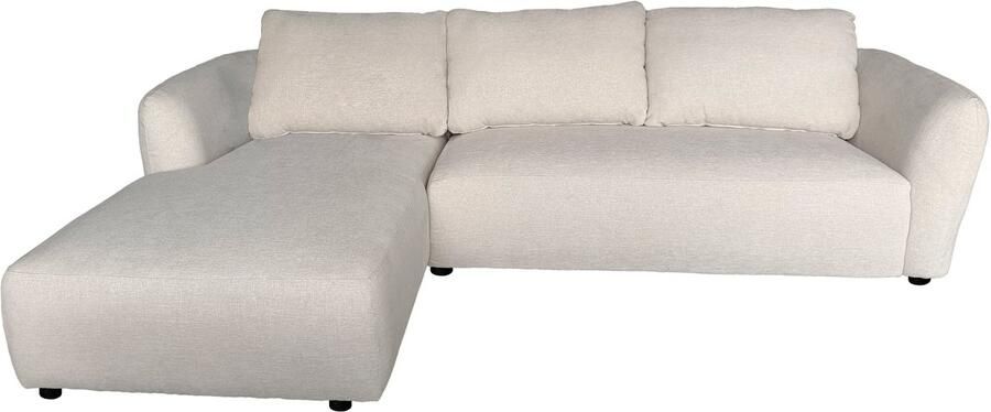 Lizzely Garden & Living Hoekbank Hudson 280cm chenille beige bank links loungebank hoeksalon