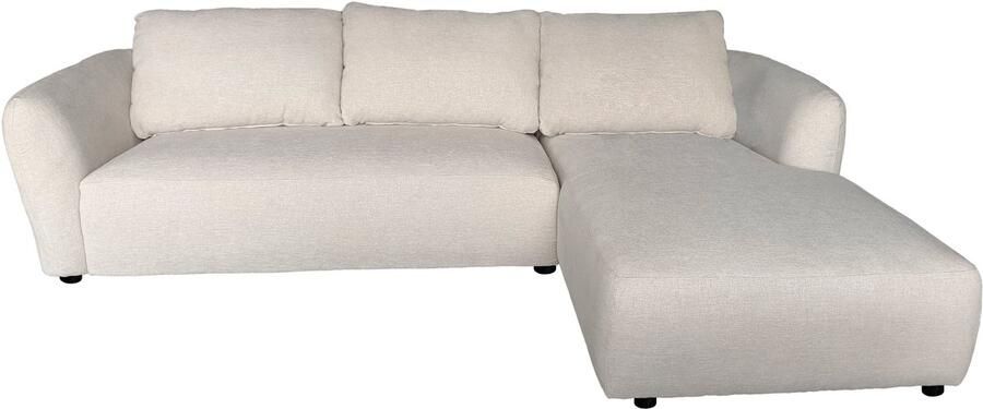 Lizzely Garden & Living Hoekbank Hudson 280cm chenille beige bank rechts loungebank hoeksalon