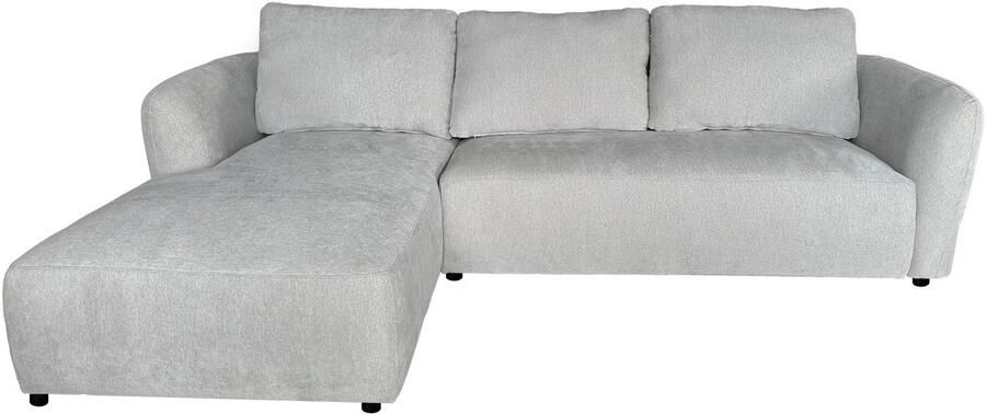 Lizzely Garden & Living Hoekbank Hudson 280cm chenille lichtgrijs bank links loungebank hoeksalon