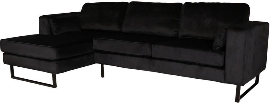 Lizzely Garden & Living Hoekbank Tavero zwart velvet bank 280cm links loungebank hoeksalon - Foto 2