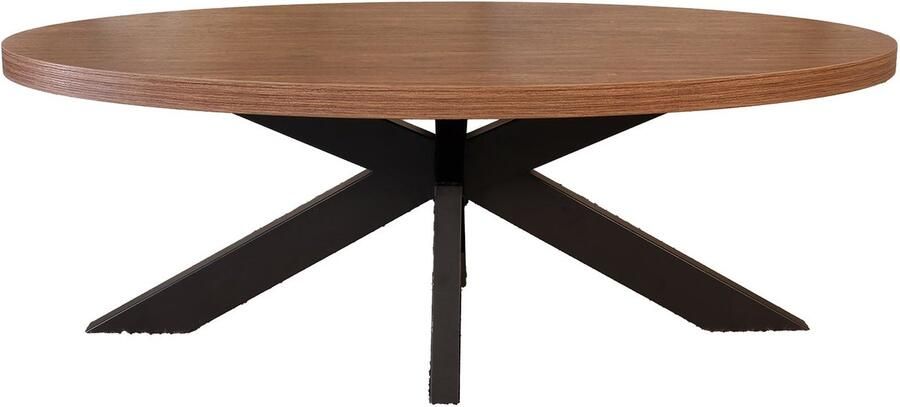Lizzely Garden & Living Salontafel ovaal bruin melamine 130cm Denzel ovale bijzettafel side table