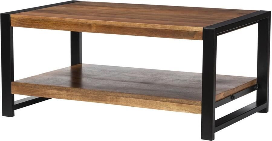 Lizzely Garden & Living Salontafel rechthoekig bruin mangohout 100cm Lotus duurzaam hout mango bijzettafel - Foto 2