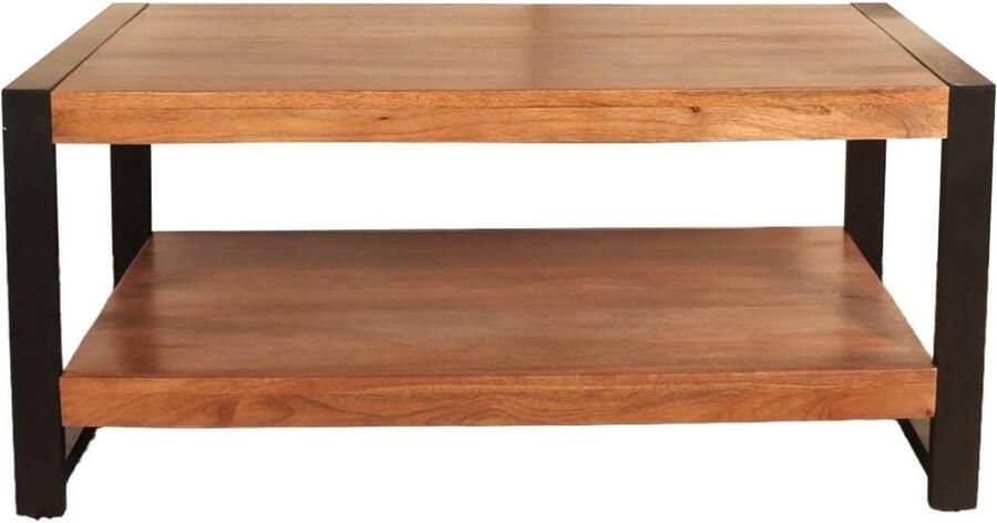 Lizzely Garden & Living Salontafel rechthoekig bruin mangohout 100cm Lotus duurzaam hout mango bijzettafel
