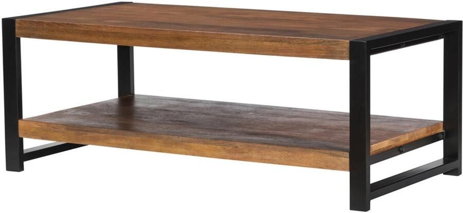 Lizzely Garden & Living Salontafel rechthoekig bruin mangohout 120cm Lotus side table duurzaam massief hout mango bijzettafel - Foto 2