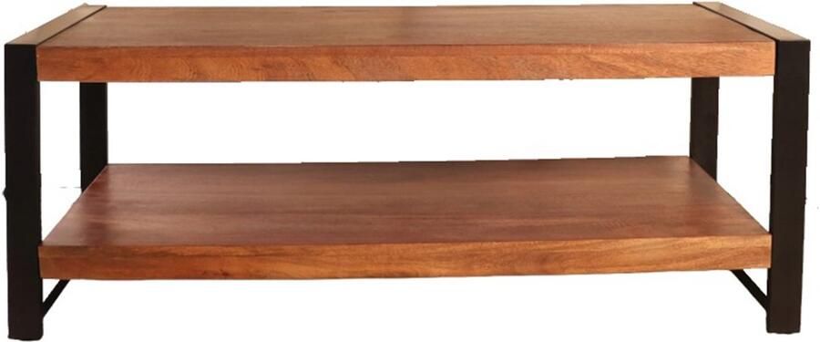 Lizzely Garden & Living Salontafel rechthoekig bruin mangohout 120cm Lotus side table duurzaam massief hout mango bijzettafel