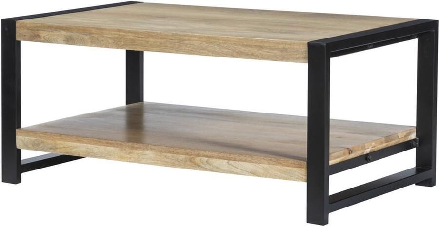 Lizzely Garden & Living Salontafel rechthoekig lichtbruin mangohout 100cm Lotus side table duurzaam massief hout mango bijzettafel - Foto 2