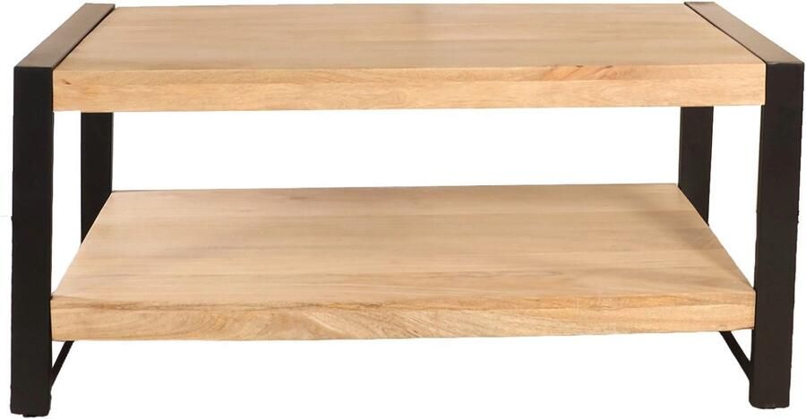 Lizzely Garden & Living Salontafel rechthoekig lichtbruin mangohout 100cm Lotus side table duurzaam massief hout mango bijzettafel