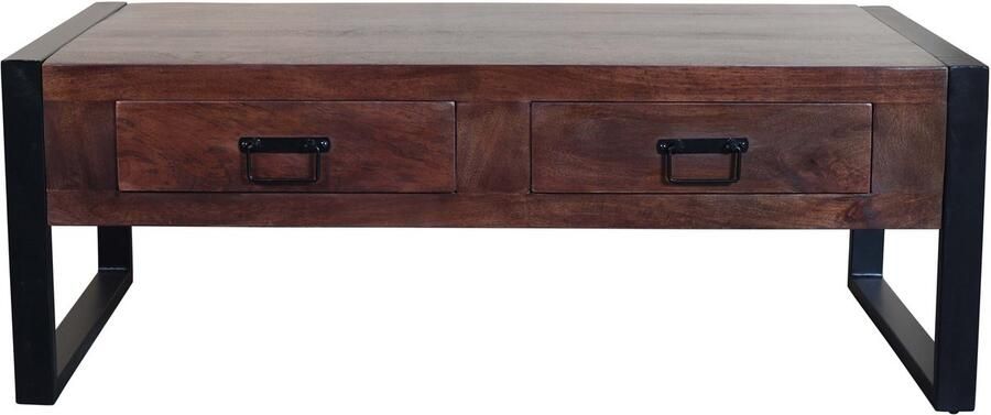 Lizzely Garden & Living Salontafel rechthoekig met lades walnoot bruin mangohout 120cm Kai duurzaam massief hout mango bijzettafel