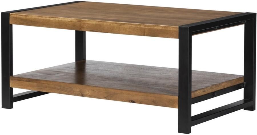 Lizzely Garden & Living Salontafel rechthoekig walnoot mangohout 100cm Lotus side table duurzaam massief hout mango bijzettafel - Foto 2