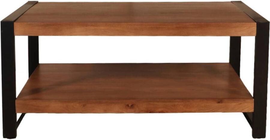 Lizzely Garden & Living Salontafel rechthoekig walnoot mangohout 100cm Lotus side table duurzaam massief hout mango bijzettafel