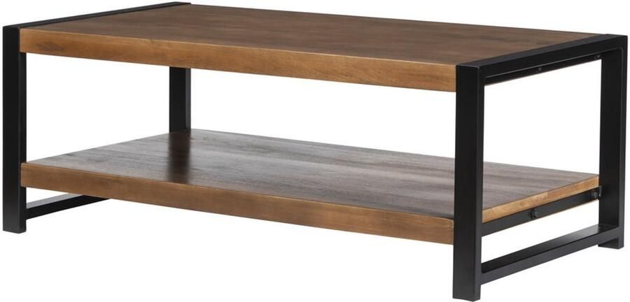 Lizzely Garden & Living Salontafel rechthoekig walnoot mangohout 120cm Lotus side table duurzaam massief hout mango bijzettafel - Foto 2