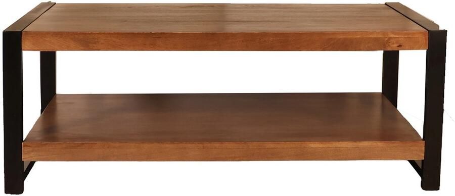 Lizzely Garden & Living Salontafel rechthoekig walnoot mangohout 120cm Lotus side table duurzaam massief hout mango bijzettafel