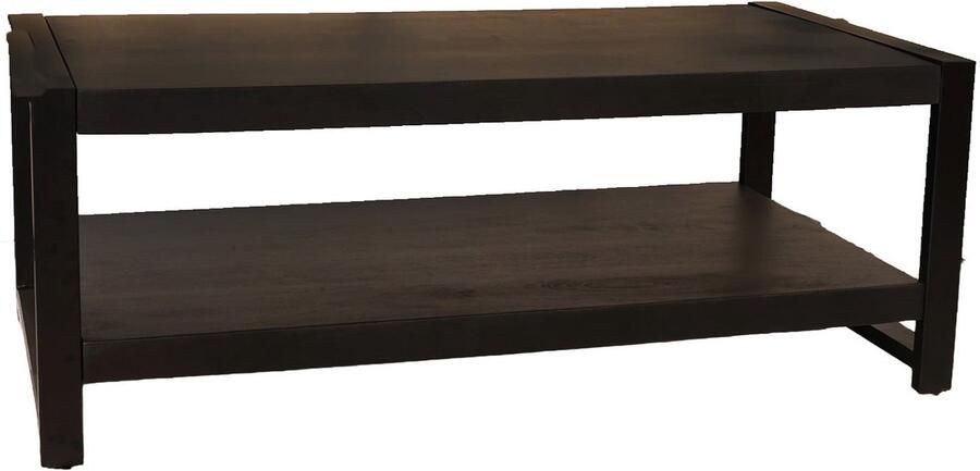 Lizzely Garden & Living Salontafel rechthoekig zwart mangohout 120cm Lotus side table duurzaam massief hout mango bijzettafel