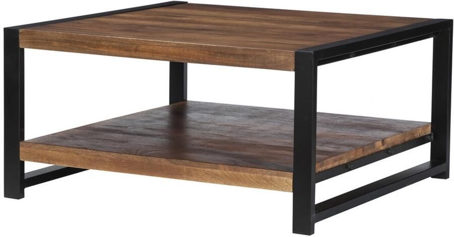 Lizzely Garden & Living Salontafel vierkant bruin mangohout 90cm Violet side table massief hout mango bijzettafel