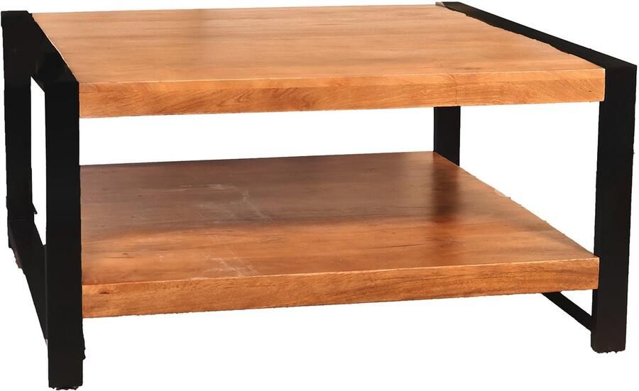 Lizzely Garden & Living Salontafel vierkant walnoot mangohout 90cm Violet side table massief hout mango bijzettafel