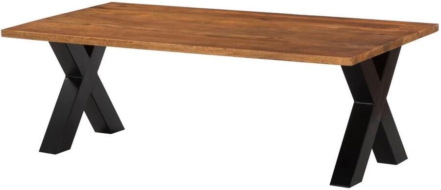 Lizzely Garden & Living Salontafel x-poot mangohout 130cm bruin Pato side table massief hout mango bijzettafel - Foto 2