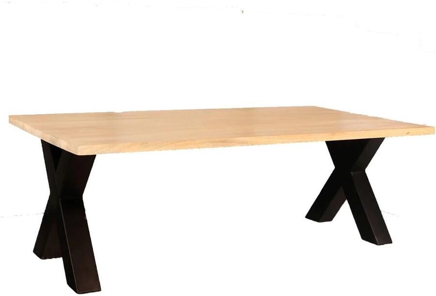 Lizzely Garden & Living Salontafel x-poot mangohout 130cm lichtbruin Pato side table massief hout mango bijzettafel - Foto 2