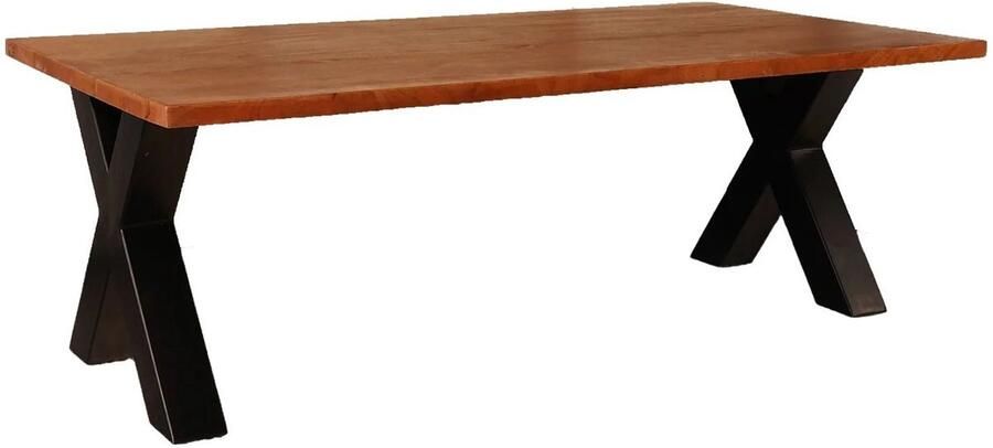 Lizzely Garden & Living Salontafel x-poot mangohout 130cm walnoot Pato side table massief hout mango bijzettafel - Foto 2