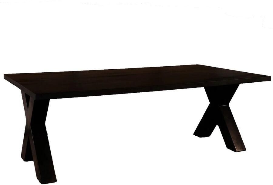 Lizzely Garden & Living Salontafel x-poot mangohout 130cm zwart Pato side table massief hout mango bijzettafel - Foto 2