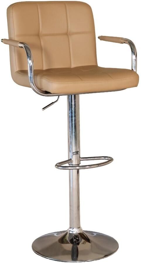 Lizzely Garden & Living SET DEAL: 2 stuks Barkruk Anel met armleuning: lichtbruin leder barstoel