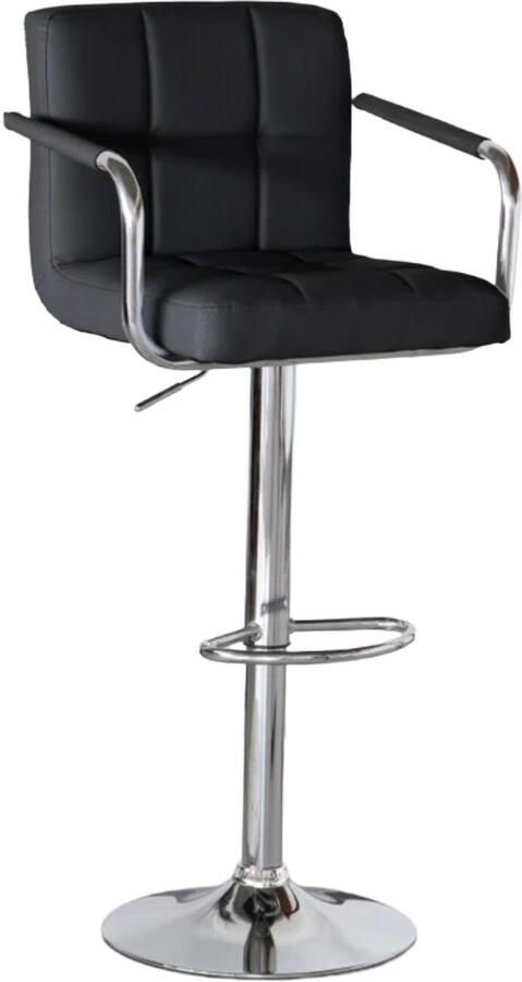 Lizzely Garden & Living SET DEAL: 4 stuks Barkruk Anel met armleuning: zwart leder barstoel