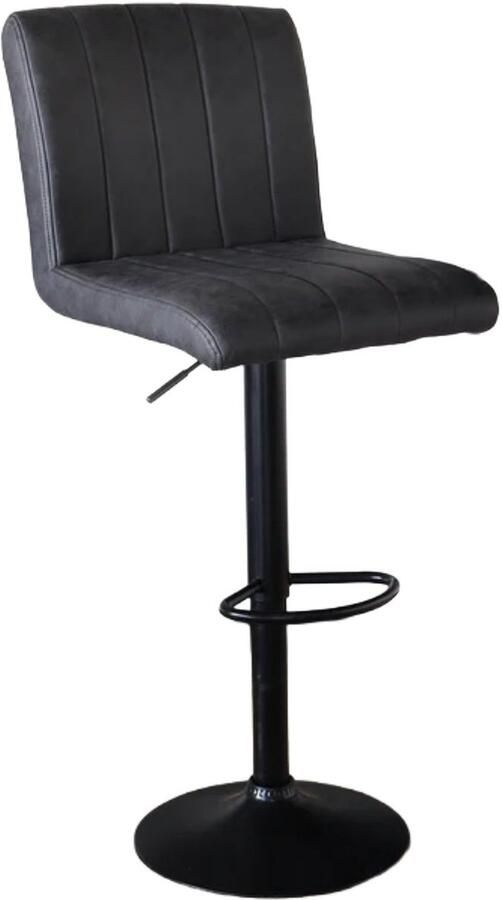 Lizzely Garden & Living SET DEAL: 2 stuks Barkruk Anel met rugleuning: antraciet microvezel met zwart onderstel barstoel