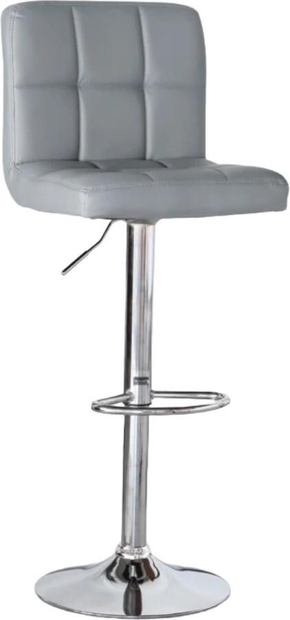 Lizzely Garden & Living SET DEAL: 4 stuks Barkruk Anel met rugleuning: lichtgrijs leder barstoel