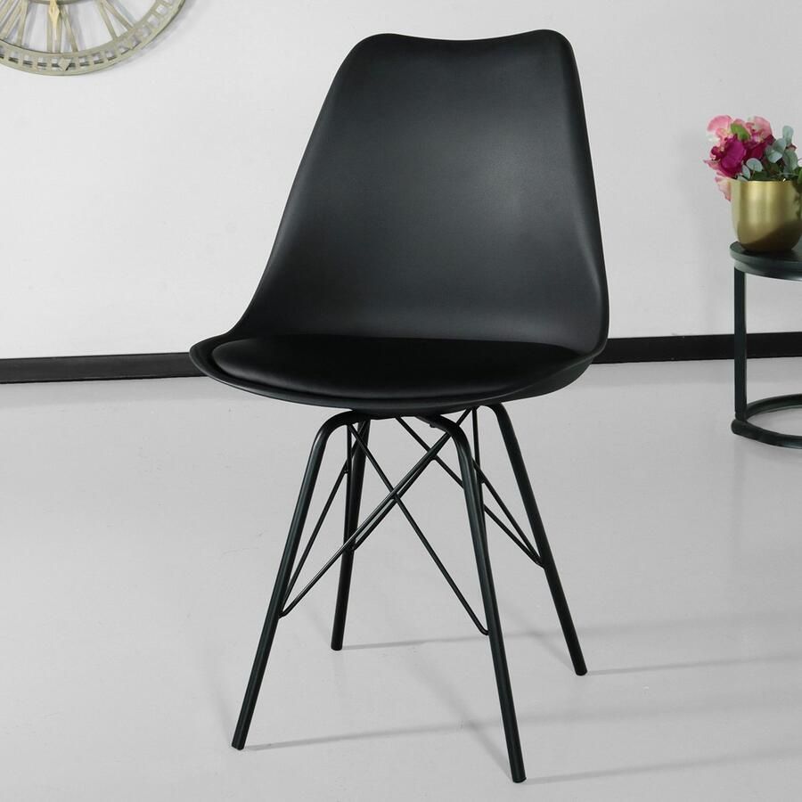 Lizzely Garden & Living SET DEAL: 4 stuks Eetkamerstoel Avy met zitvulling zwart eetstoel zetel - Foto 2