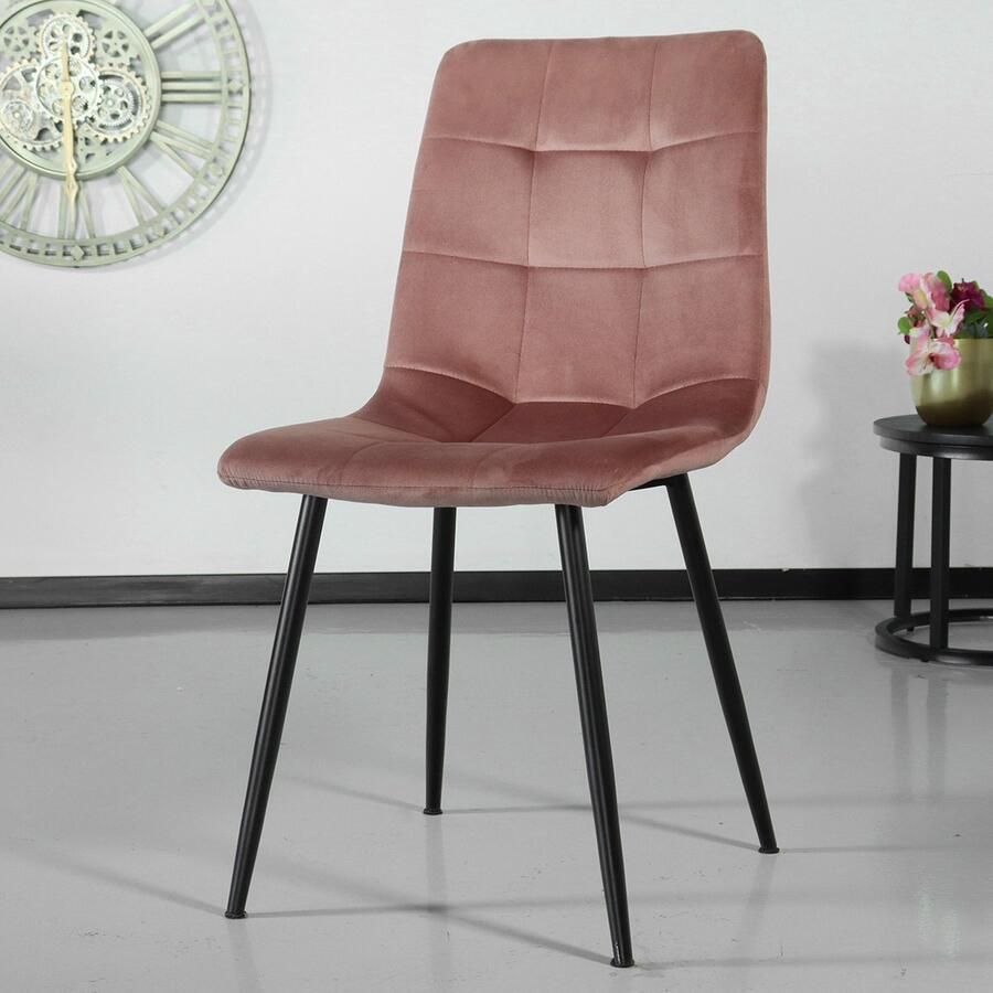 Lizzely Garden & Living SET DEAL: 4 stuks Eetkamerstoel Catoo velvet roze eetstoel zetel - Foto 2