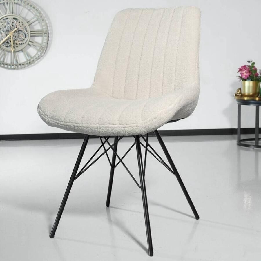 Lizzely Garden & Living SET DEAL: 4 stuks Eetkamerstoel Chesro zand teddy eetstoel industrieelzetel - Foto 2