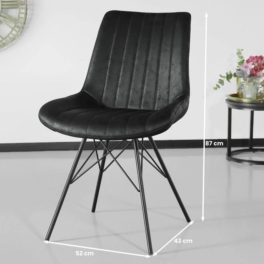 Lizzely Garden & Living SET DEAL: 4 stuks Eetkamerstoel Chesro zwart eetstoel industrieel zetel - Foto 2