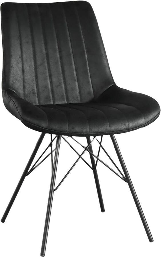 Lizzely Garden & Living SET DEAL: 6 stuks Eetkamerstoel Chesro zwart eetstoel industrieel zetel