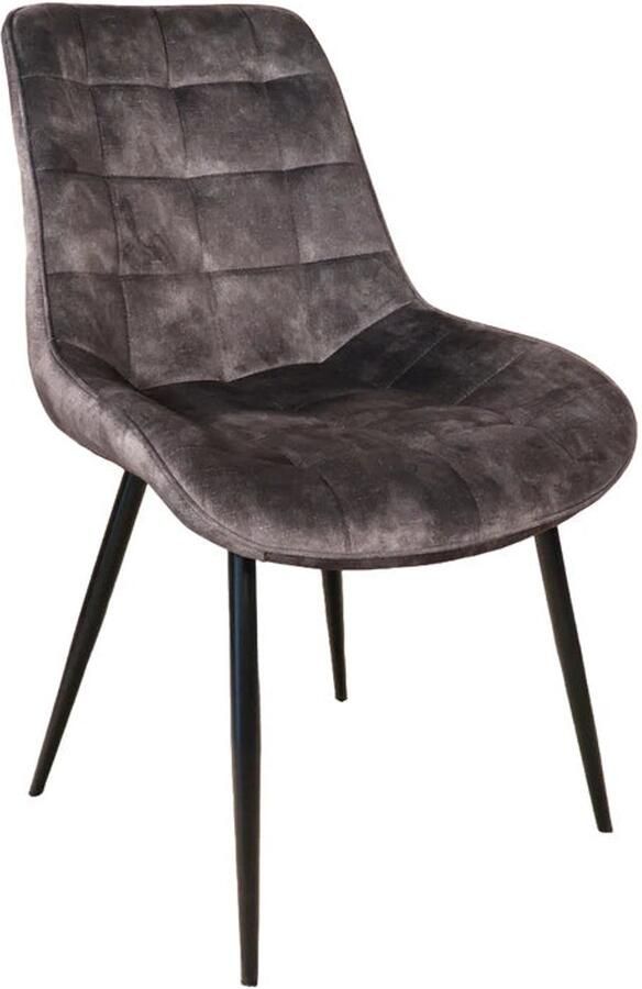 Lizzely Garden & Living SET DEAL: 6 stuks Eetkamerstoel De Vince antraciet velvet eetstoel zetel - Foto 3