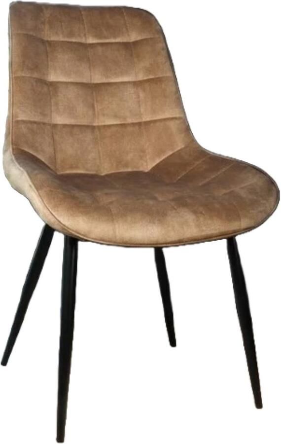 Lizzely Garden & Living SET DEAL: 4 stuks Eetkamerstoel De Vince cognac velvet eetstoel zetel