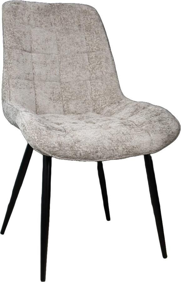 Lizzely Garden & Living SET DEAL: 4 stuks Eetkamerstoel De Vince grijs chenille eetstoel zetel