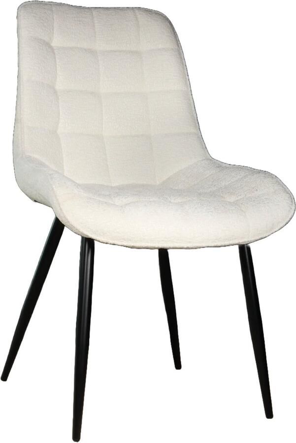 Lizzely Garden & Living SET DEAL: 4 stuks Eetkamerstoel De Vince wit chenille eetstoel zetel