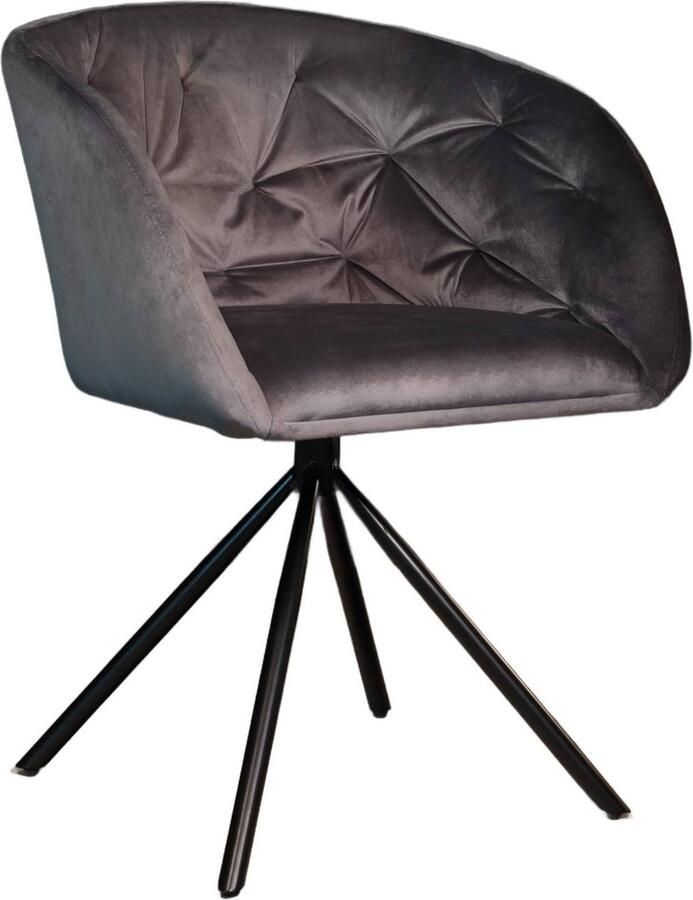 Lizzely Garden & Living SET DEAL: 6 stuks Eetkamerstoel draaibaar Willow antraciet velvet eetstoel draaibare stoel zetel - Foto 2