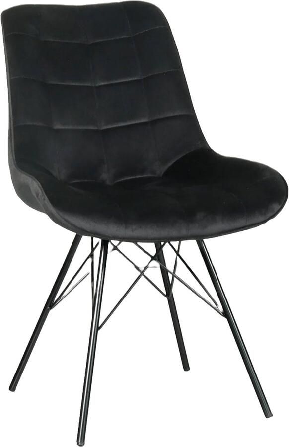Lizzely Garden & Living SET DEAL: 6 stuks Eetkamerstoel Lux zwart velvet eetstoel industrieel zetel