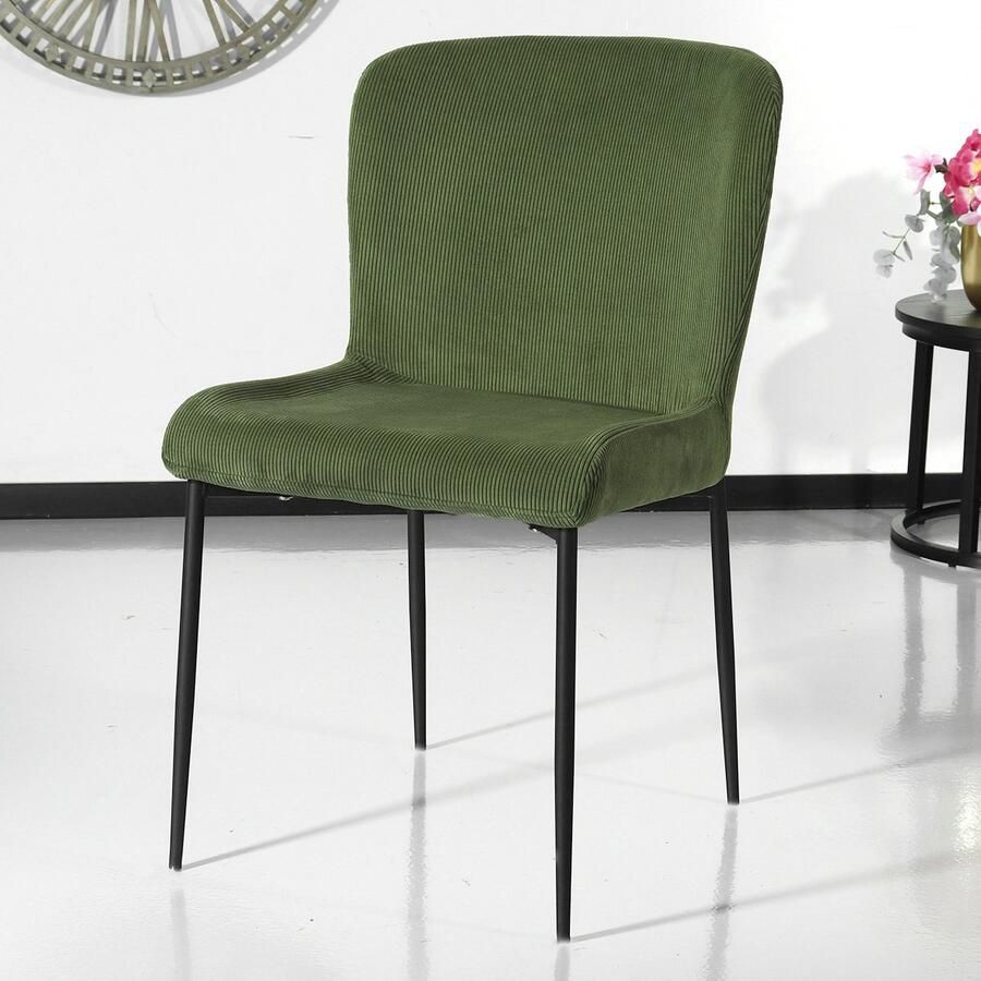 Lizzely Garden & Living SET DEAL: 4 stuks Eetkamerstoel Maxime groen ribstof eetstoel zetel - Foto 2